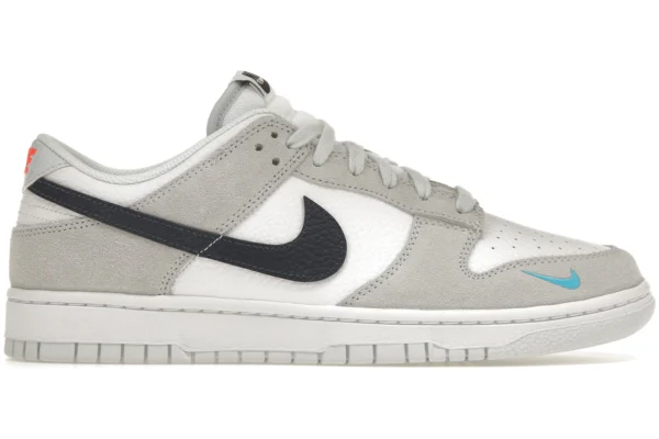 Nike Dunk Low White Grey Navy Aqua Mini Swoosh