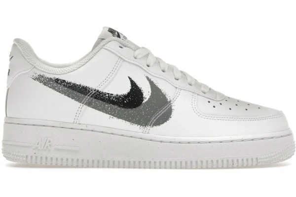 Nike Air Force 1 Low '07 Spray Paint Swoosh White Black Grey